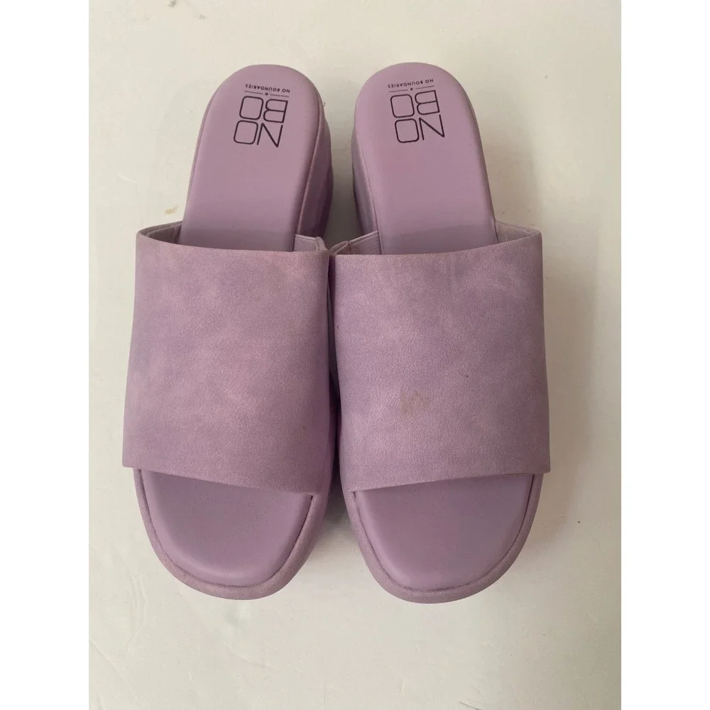 No Boundaries Lavender Purple Platform Slide Sandals Sz 6‎ Faux Suede Y2K